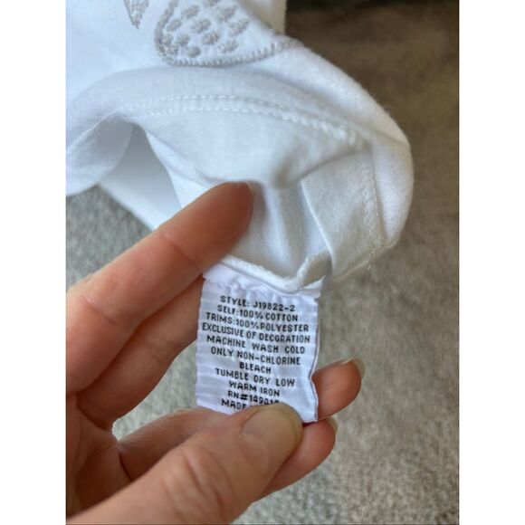 NWOT Johnny Was embroidered white short sleeve t shirt, Small $198 A1 - Picture 4 of 9